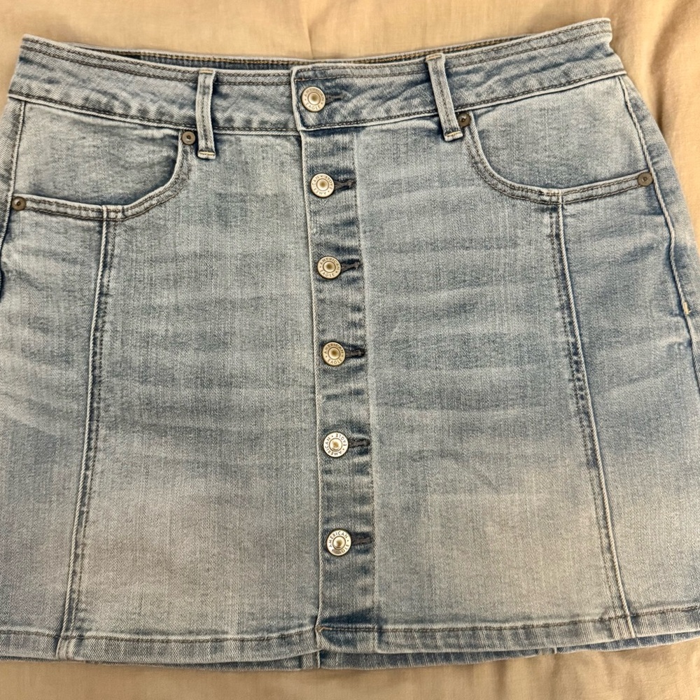 American Eagle Denim Button-Front Skirt